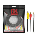 CABO RCA MACHO (3 X 3) (2,0M)(FIO COAXIAL)(GOLD)(018-0420)